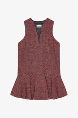 Woolen Check Mini Dress racing red