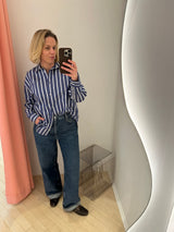 Ava Blouse navy thick stripe