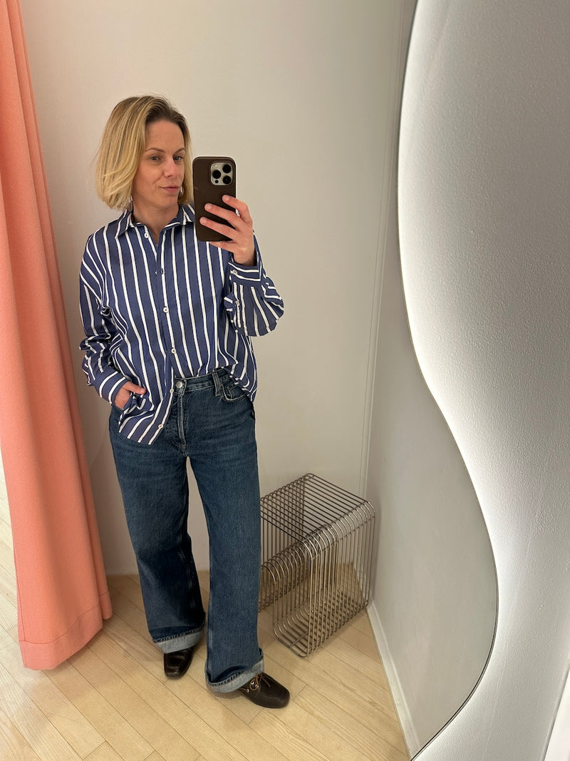 Ava Blouse navy thick stripe
