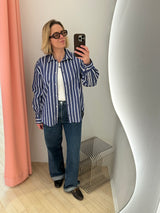 Ava Blouse navy thick stripe
