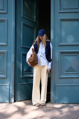 Ava Blouse navy thin stripe
