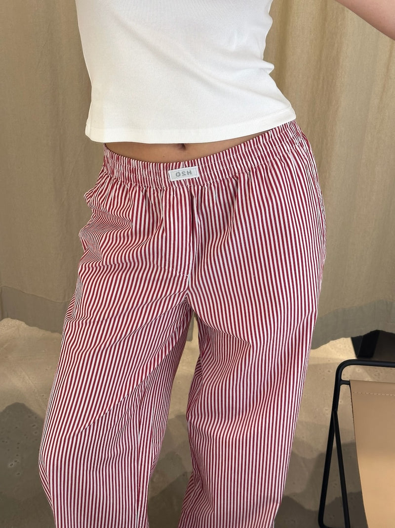 Rønne Essential Pajamas Pants red/white stripe