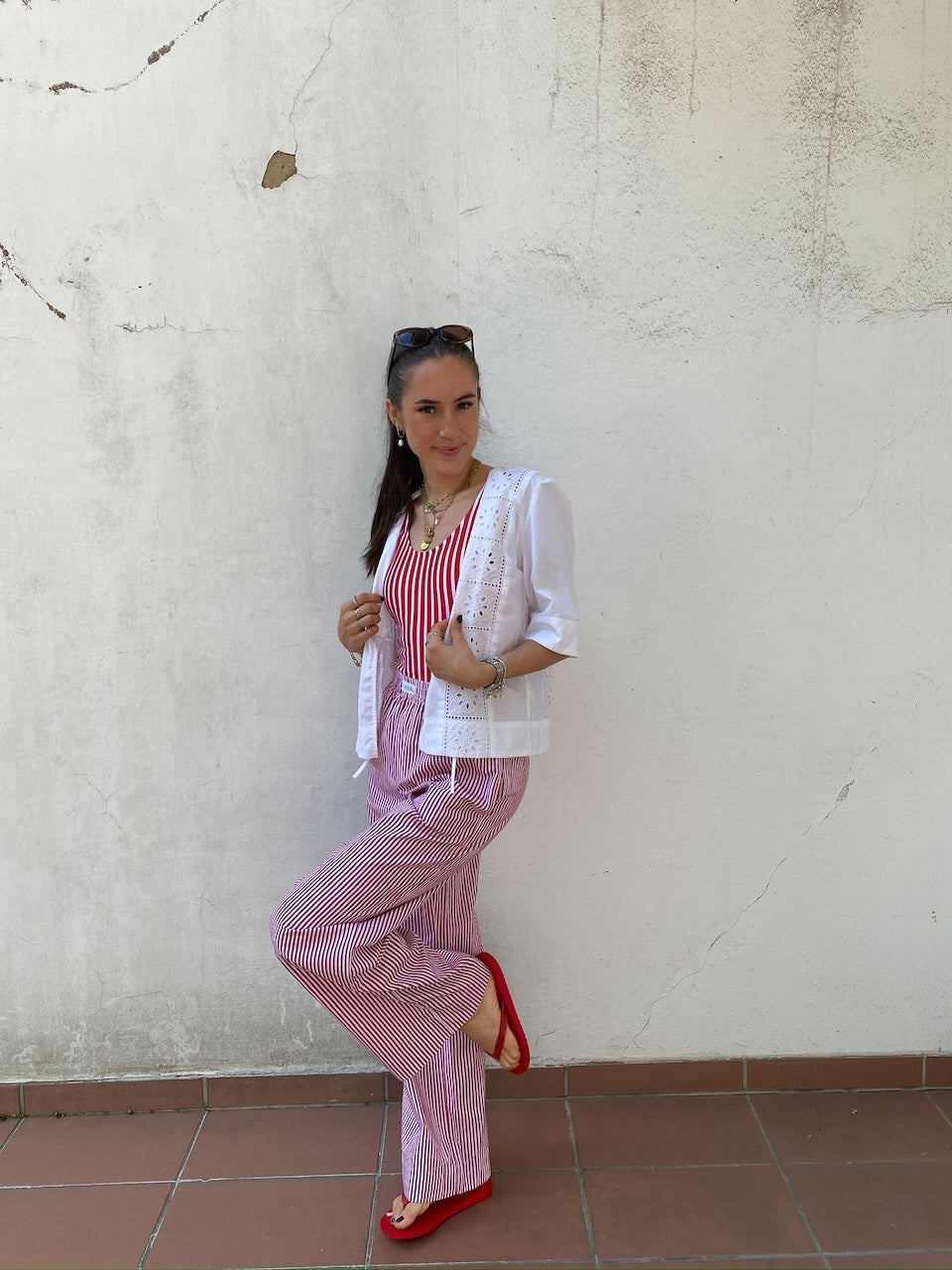 Stripe Swim Suit red