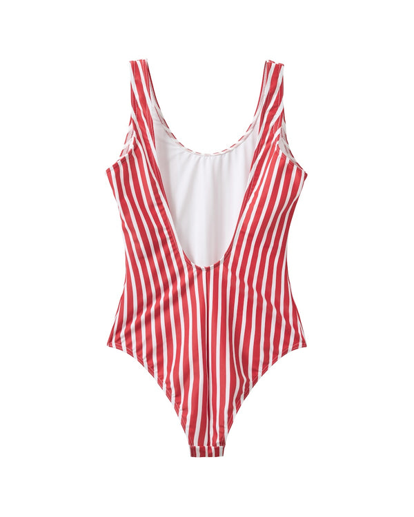 Stripe Swim Suite red