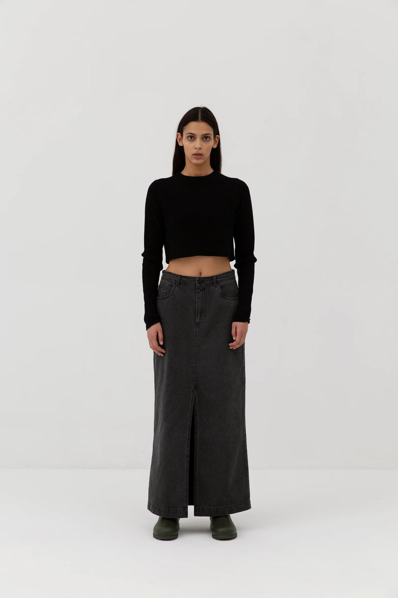 Classic Jeans Skirt washed black