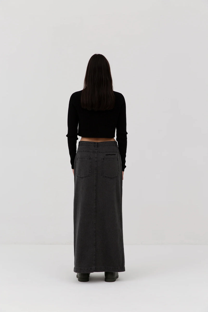 Classic Jeans Skirt washed black