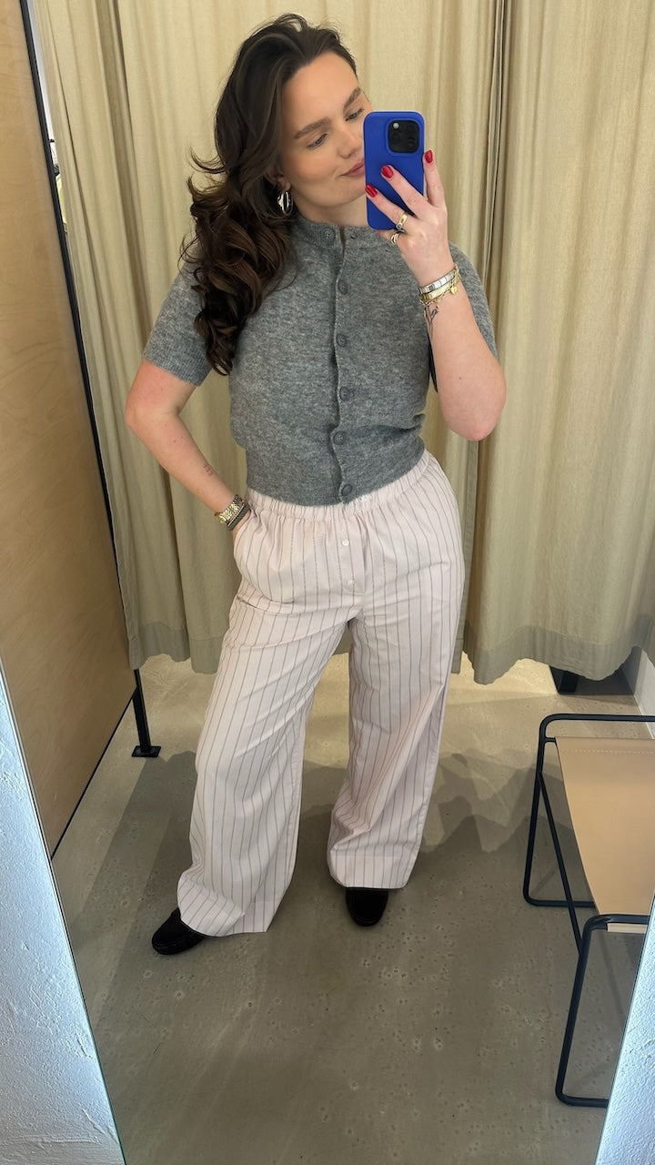 Holiday Pants dusty rose stripe