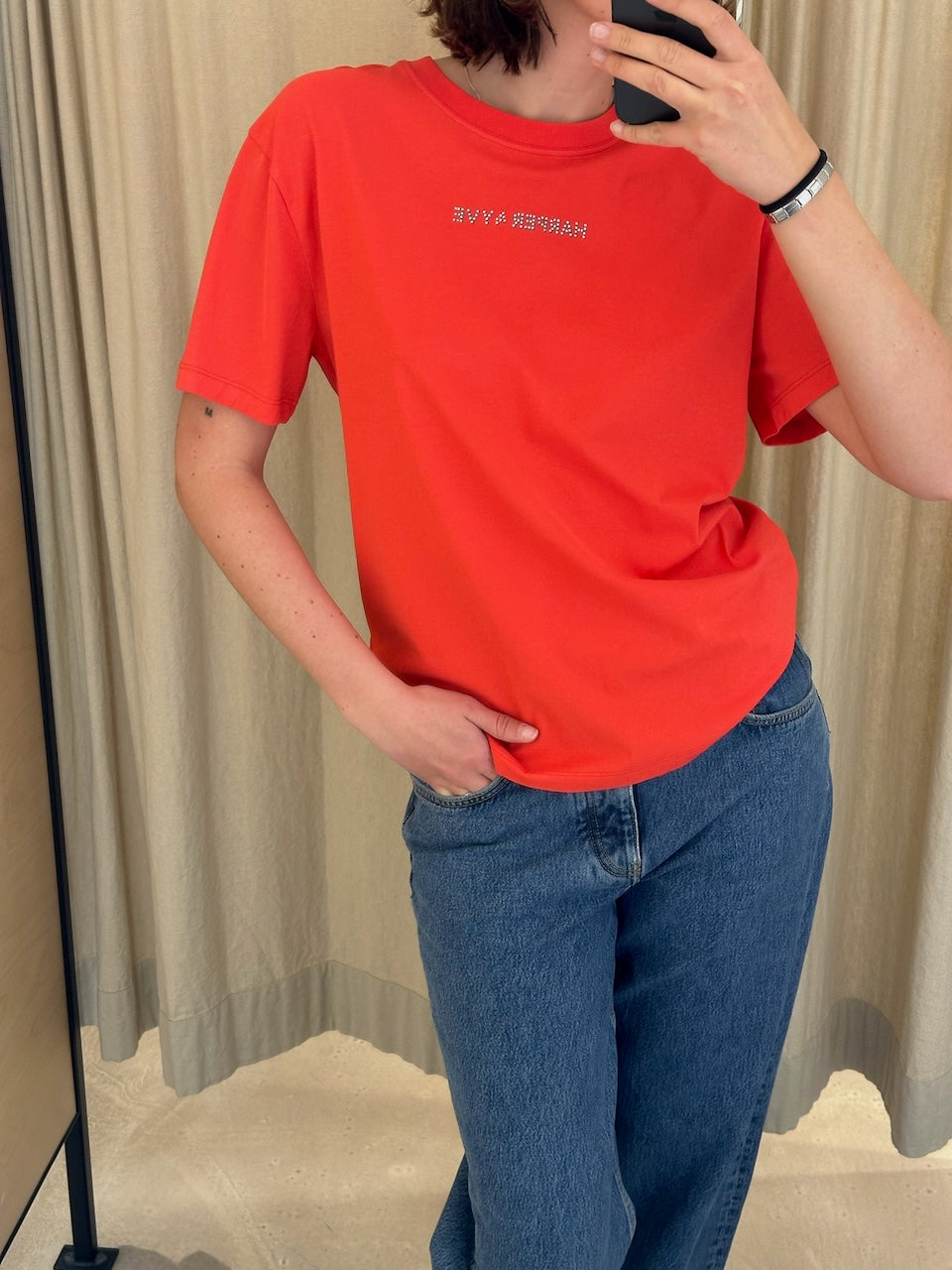 Rhinestone T-Shirt spicy red