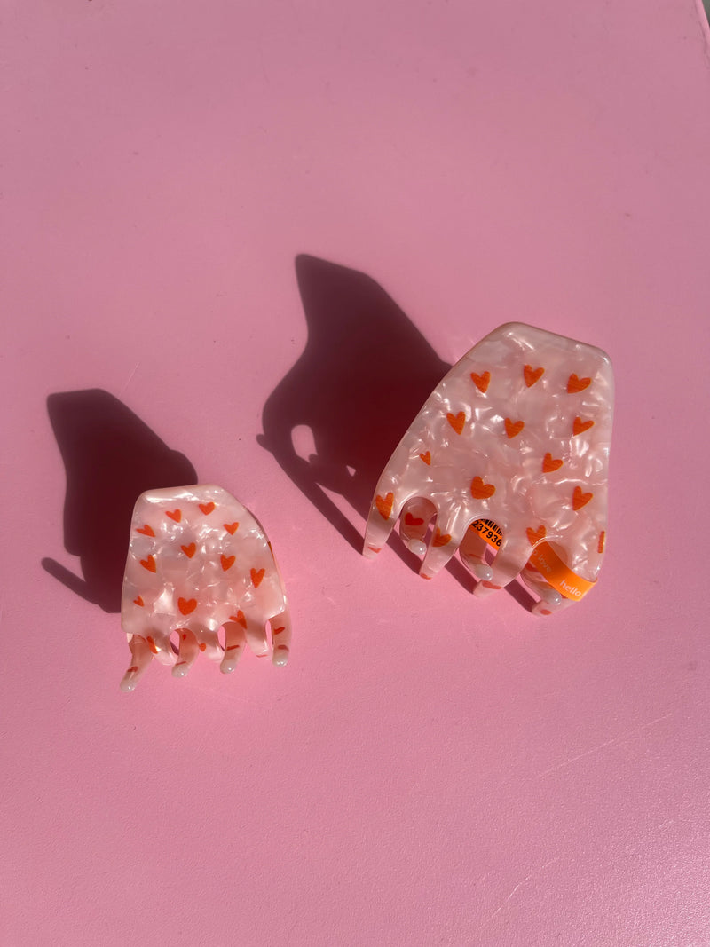 Haarklammer Fee mini Hearts soft pink/orange