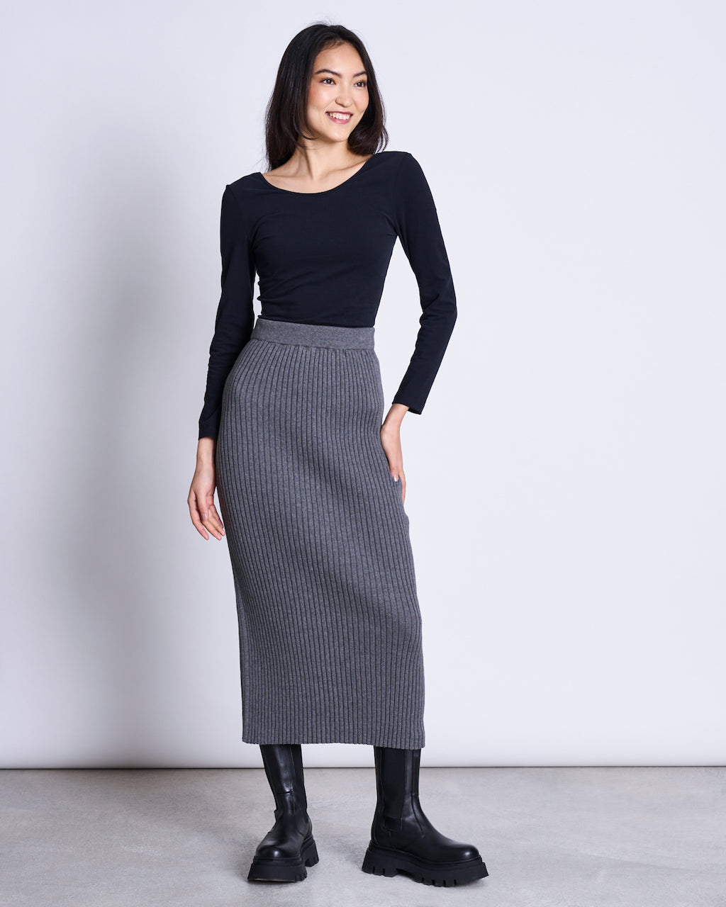 Ebba Maxi Knit Skirt dark grey