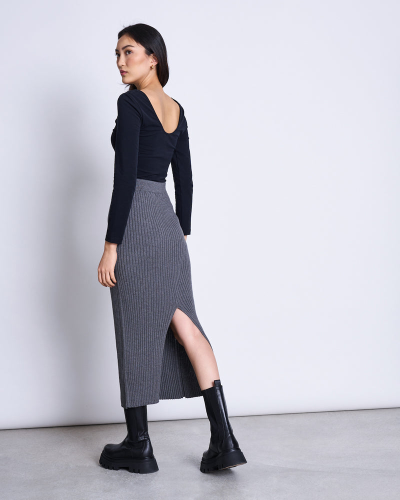 Ebba Maxi Knit Skirt dark grey