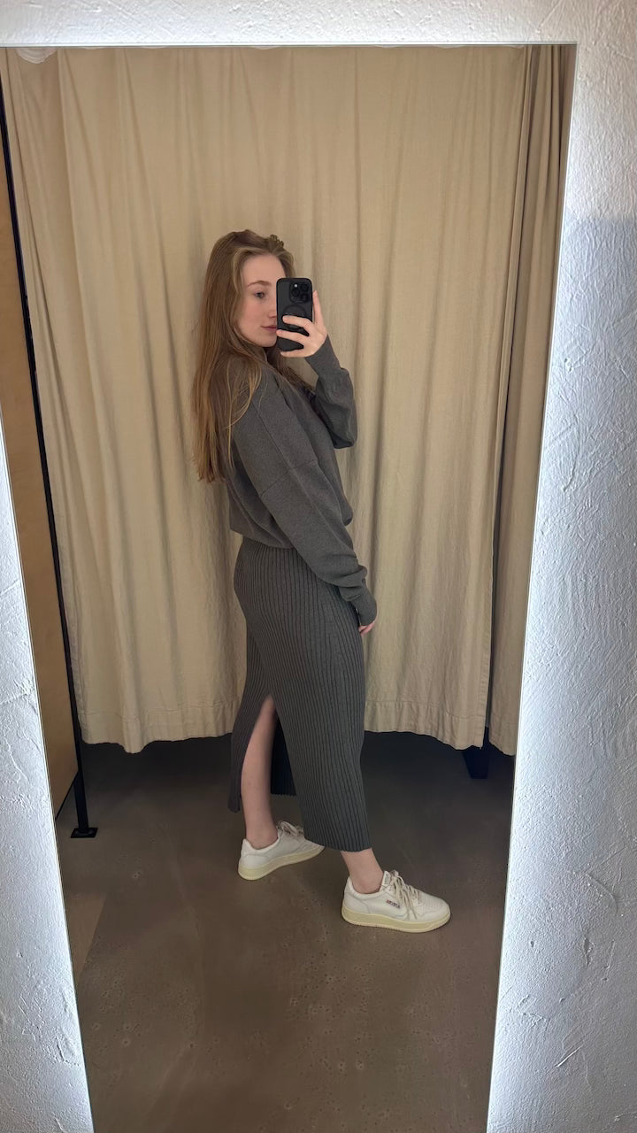 Ebba Maxi Knit Skirt dark grey