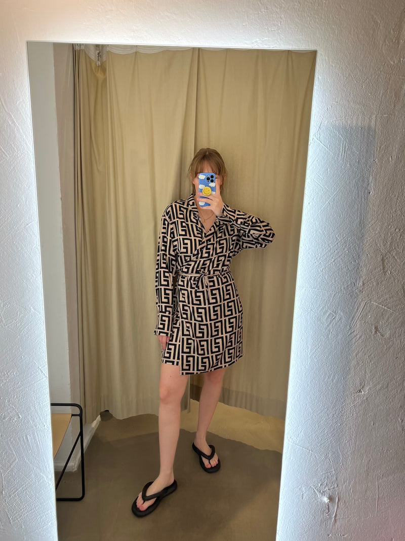 Ofelia Wrap Dress meander print