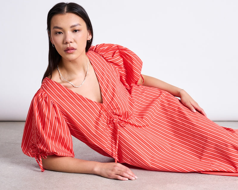 Dans Maxi Dress cherry red white