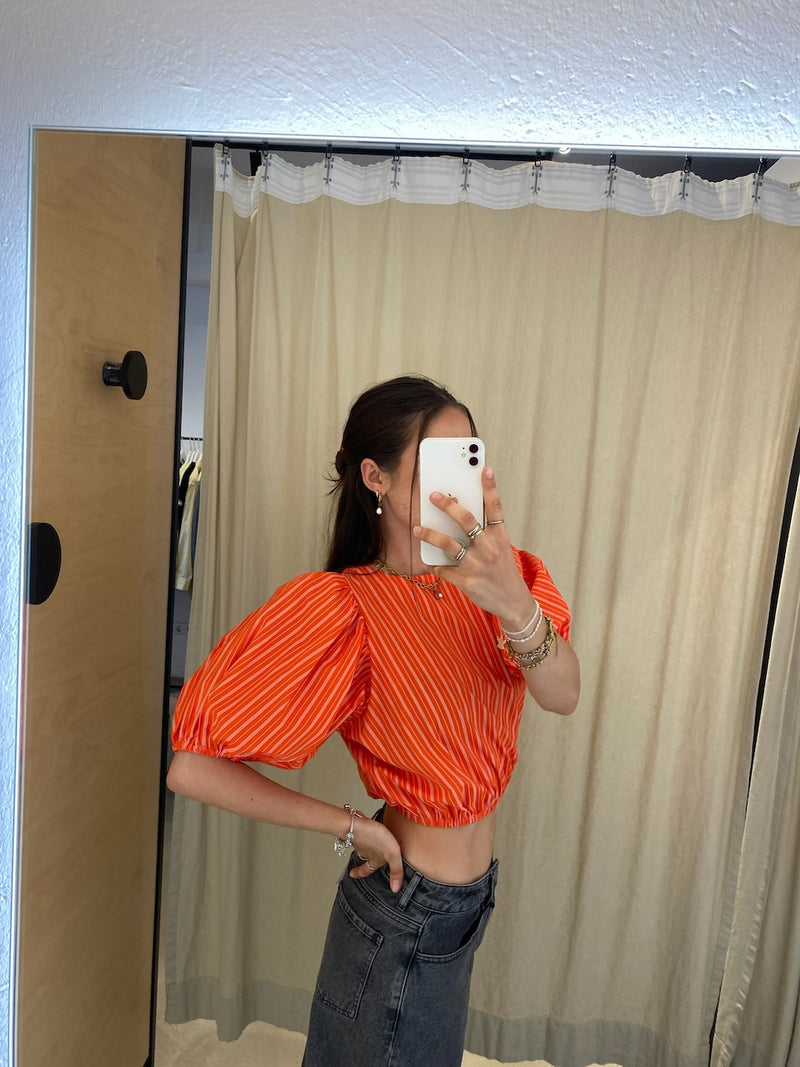 Laide Blouse cherry red white