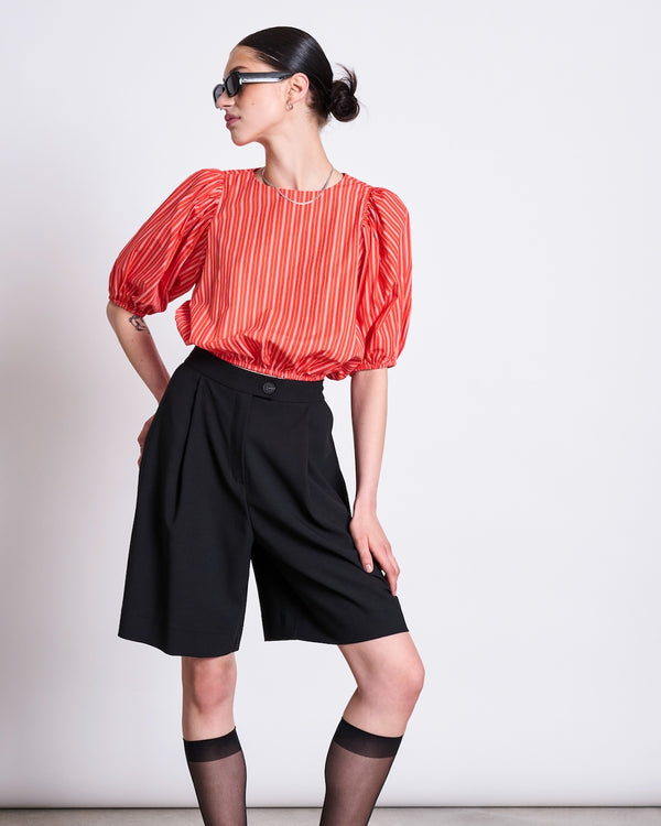 Laide Blouse cherry red white