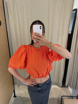 Laide Blouse cherry red white