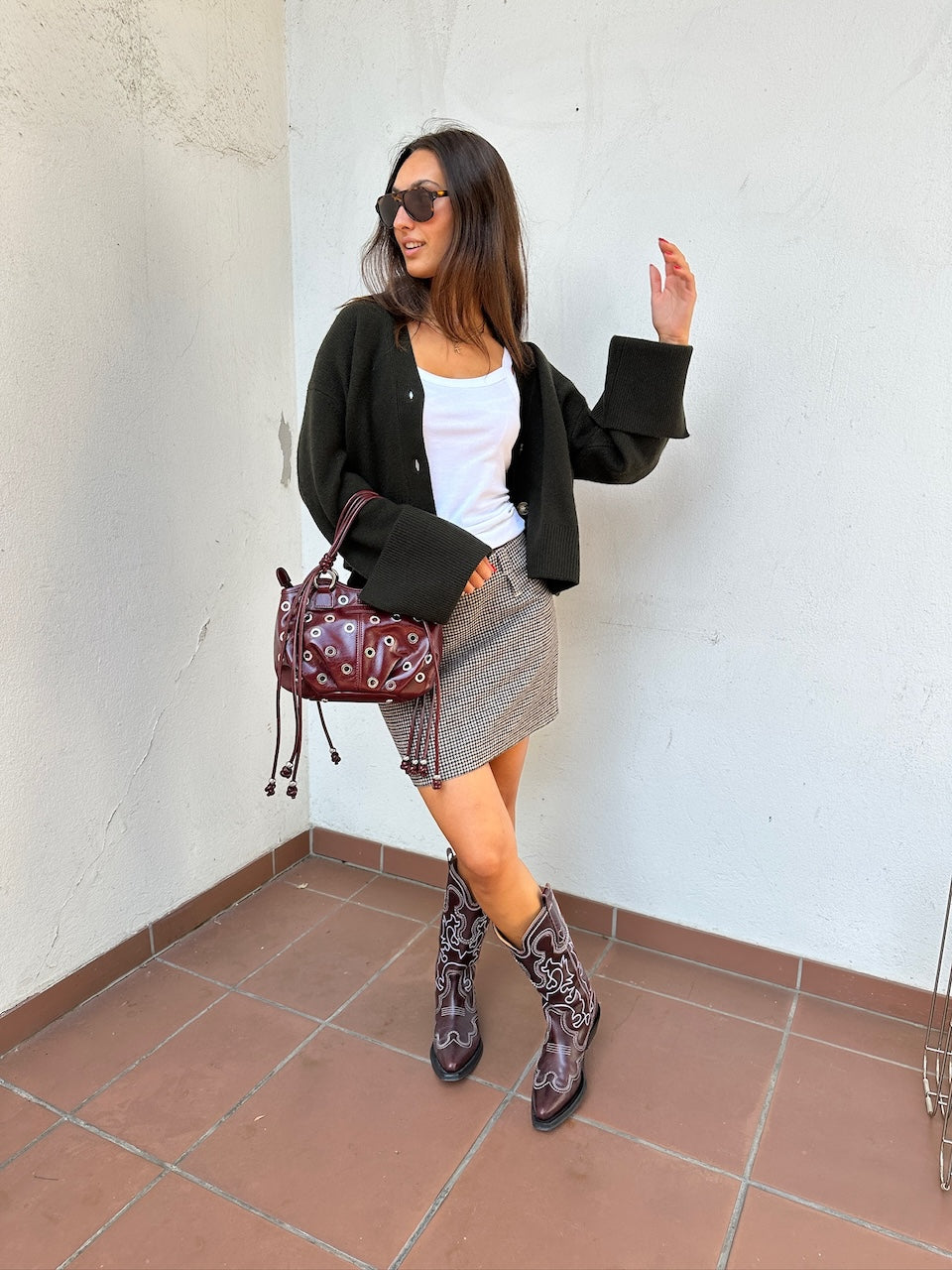 Alix Mini Skirt brown checked
