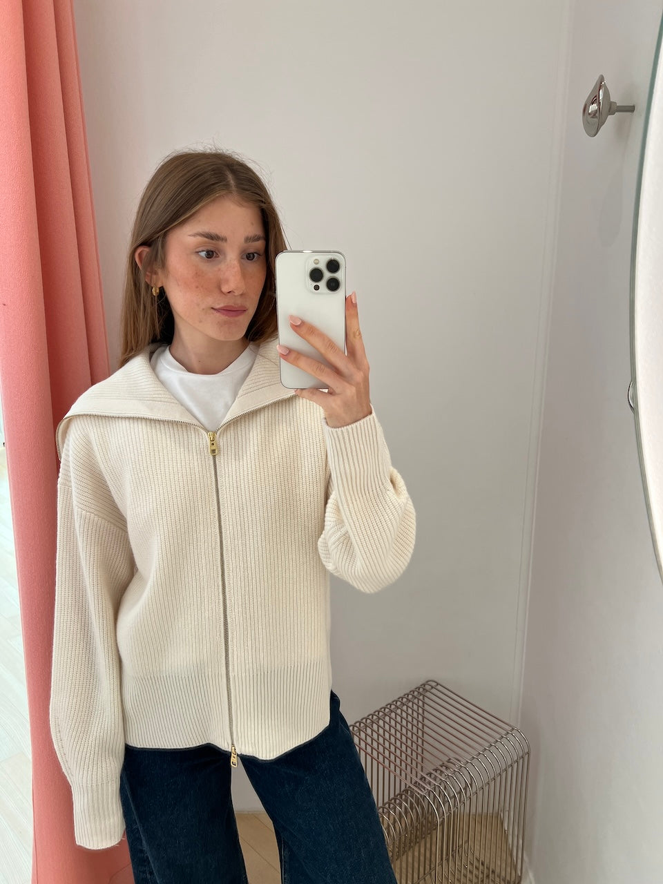 Amelie Zip Cardigan ivory