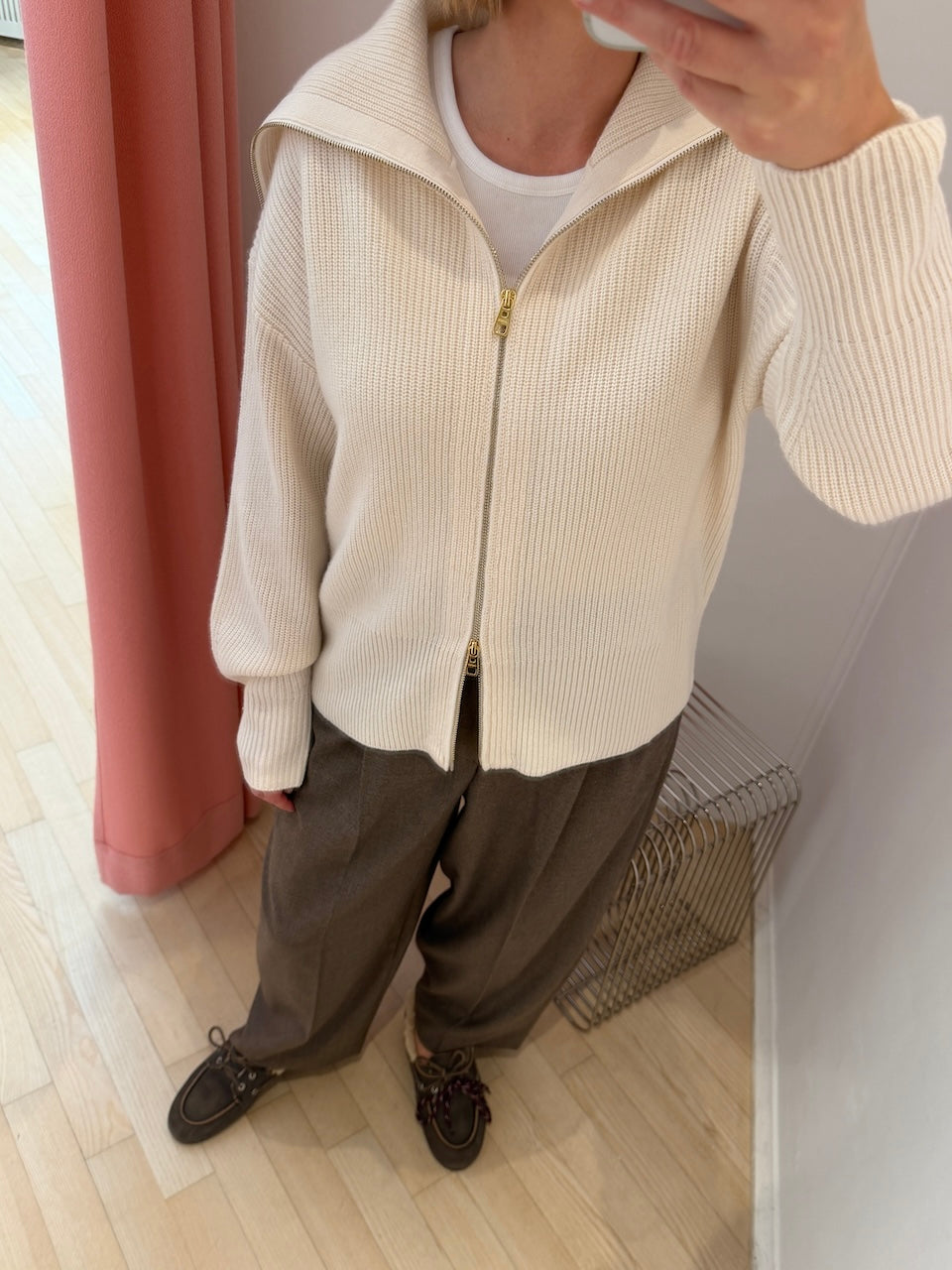 Amelie Zip Cardigan ivory