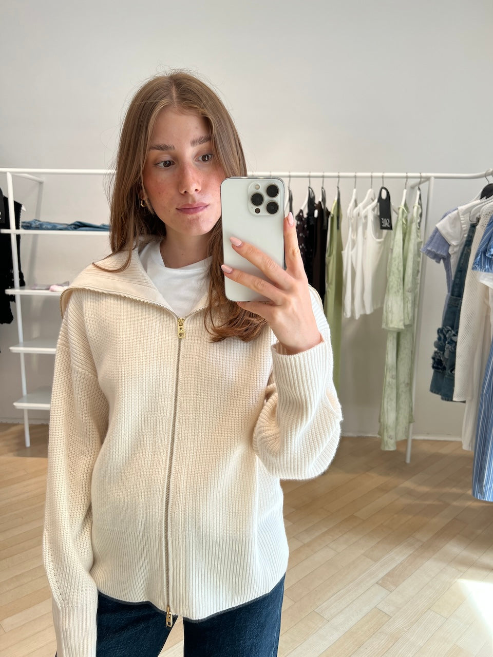 Amelie Zip Cardigan ivory