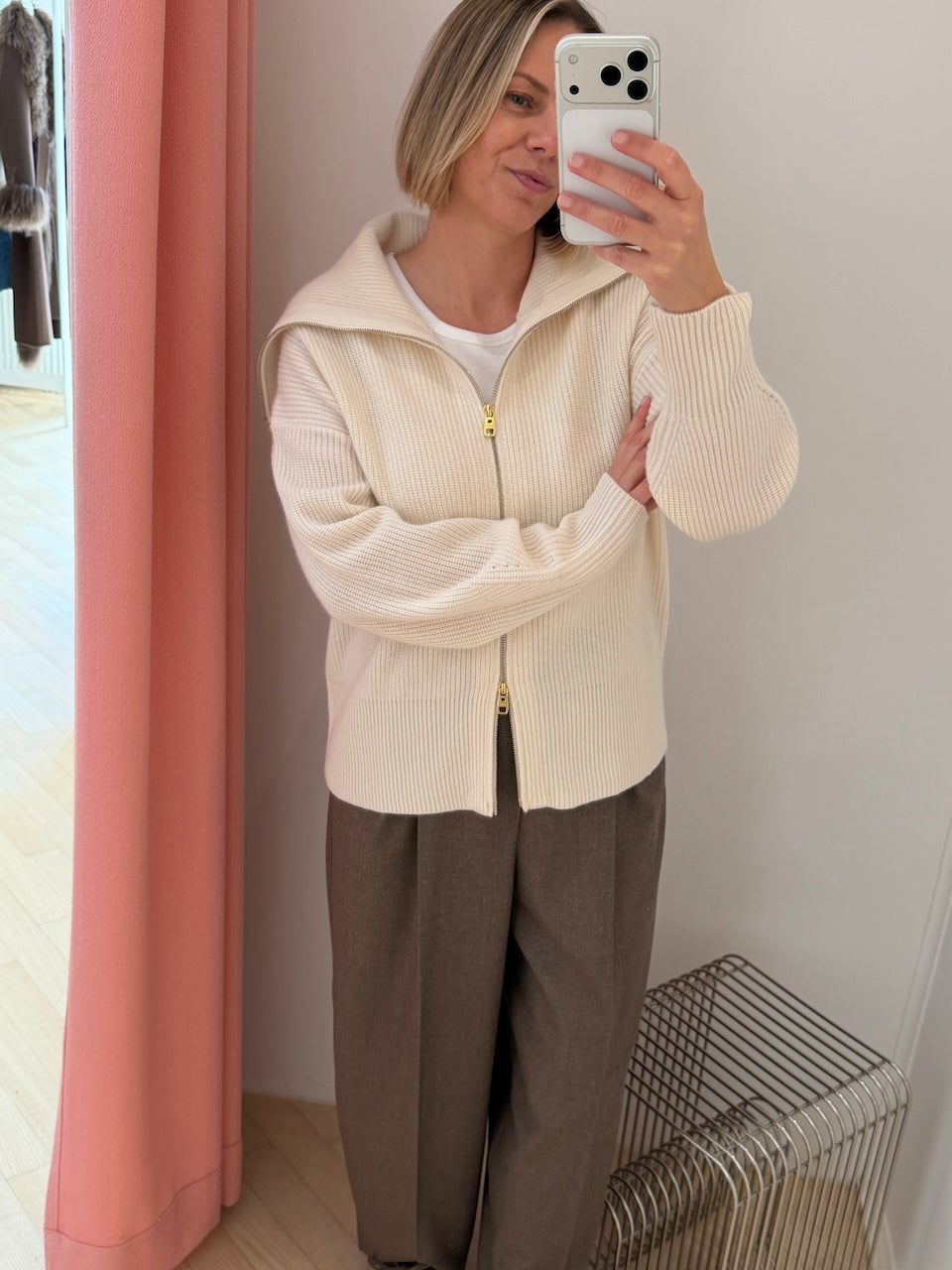 Amelie Zip Cardigan ivory