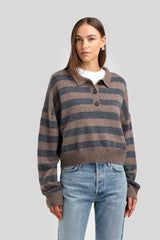 Celia Polo taupe anthracite stripe