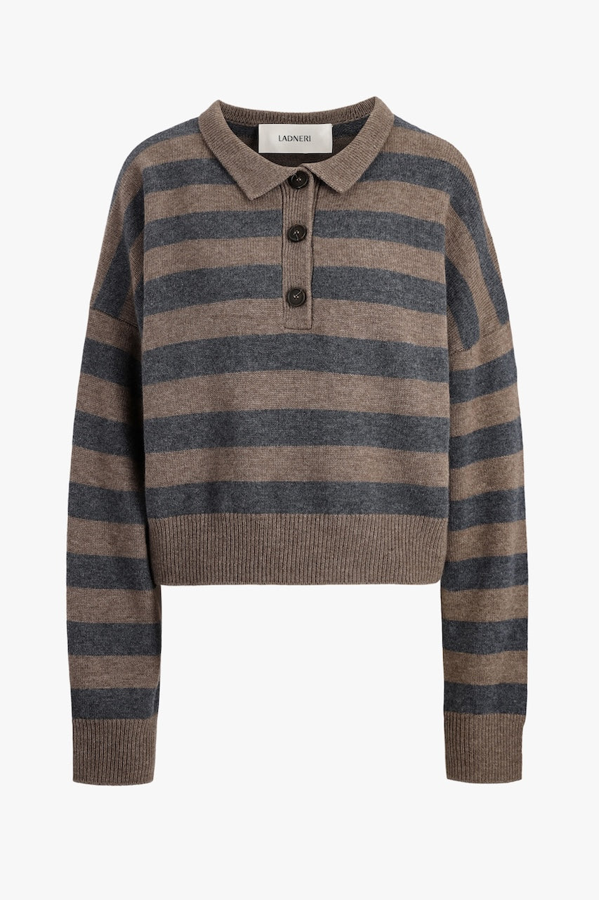 Celia Polo taupe anthracite stripe