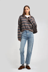 Celia Polo taupe anthracite stripe