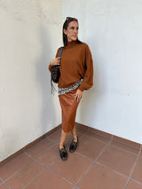 Cuir Maxi Skirt cognac