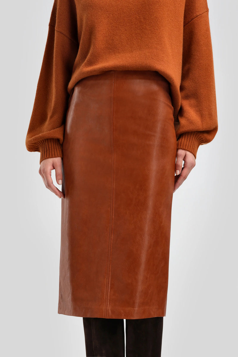 Cuir Maxi Skirt cognac