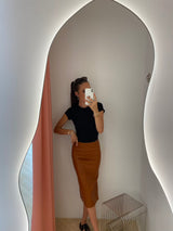 Cuir Maxi Skirt cognac
