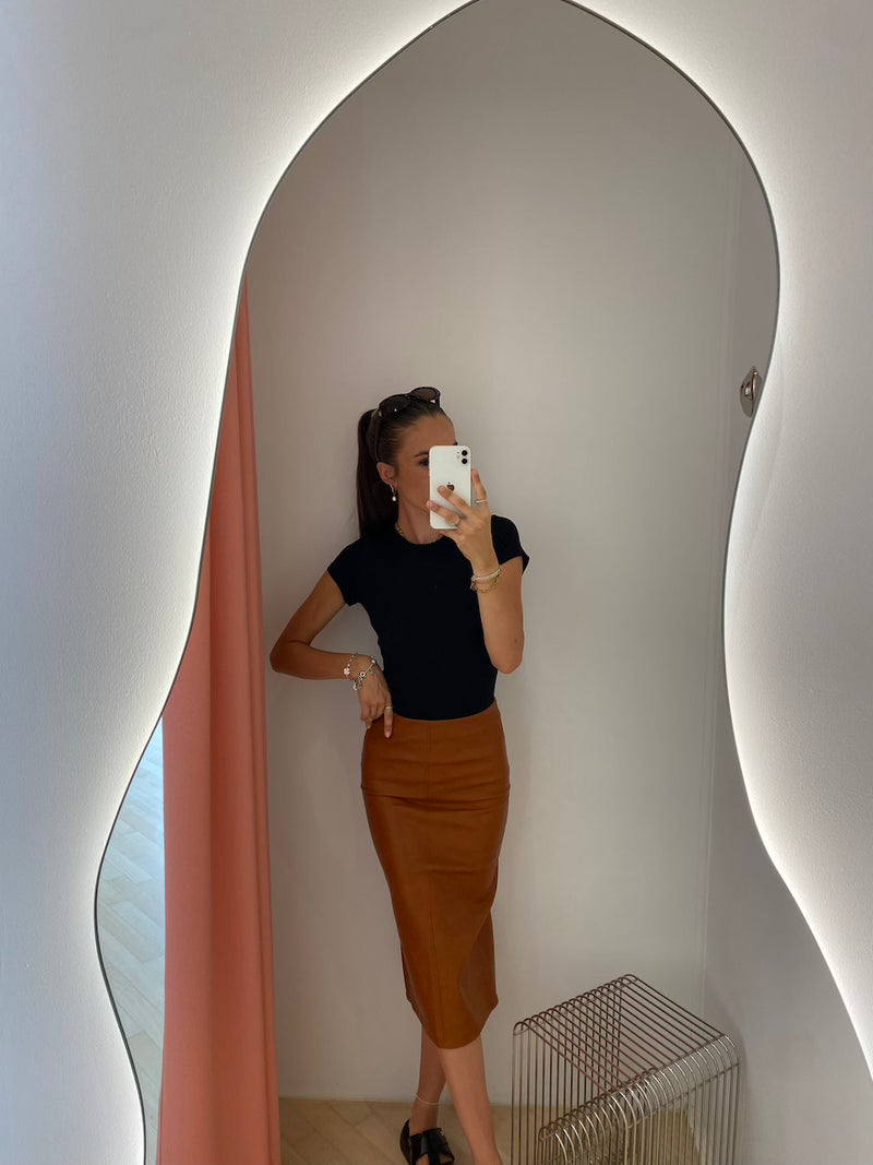 Cuir Maxi Skirt cognac