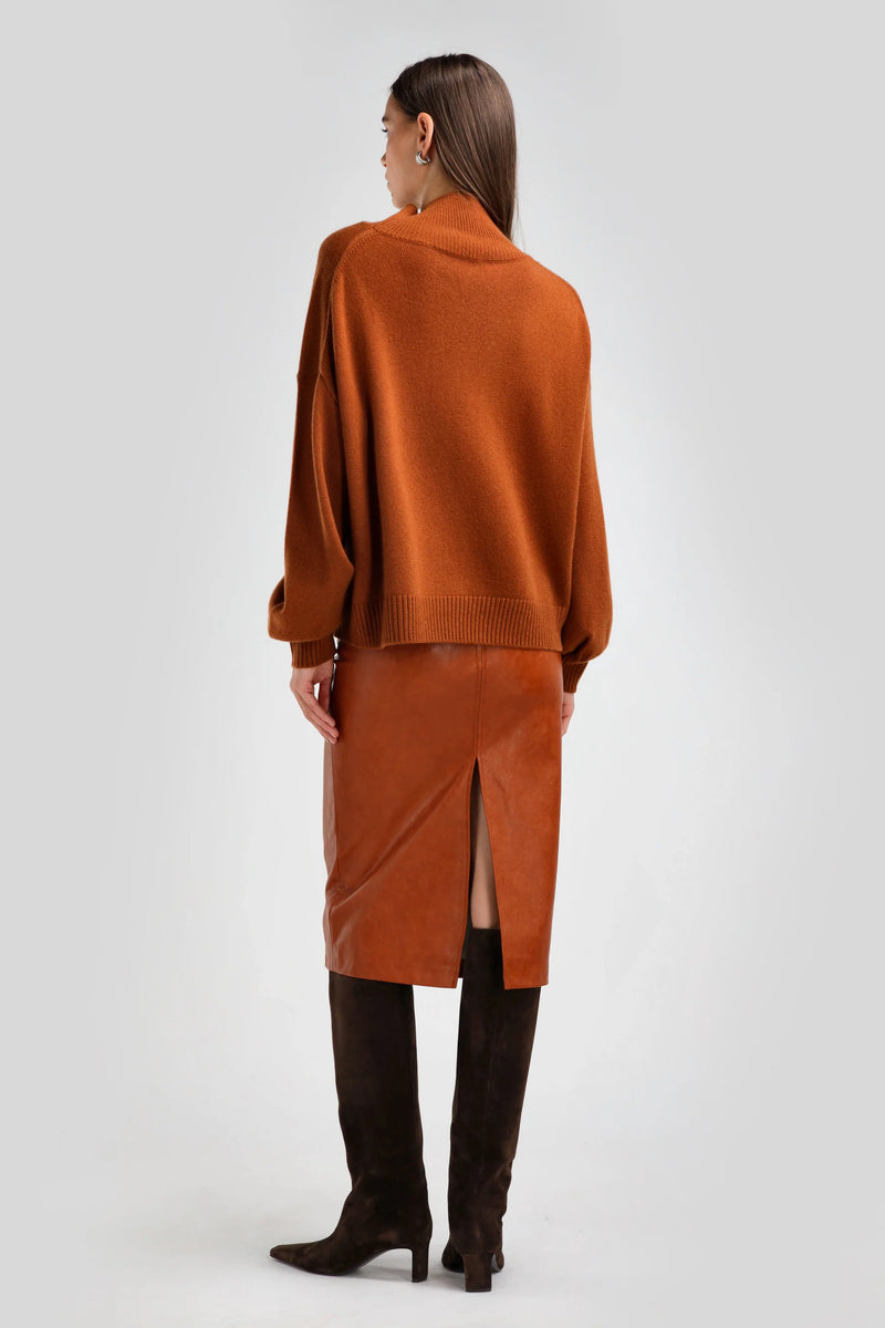 Cuir Maxi Skirt cognac