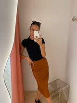 Cuir Maxi Skirt cognac