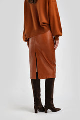 Cuir Maxi Skirt cognac
