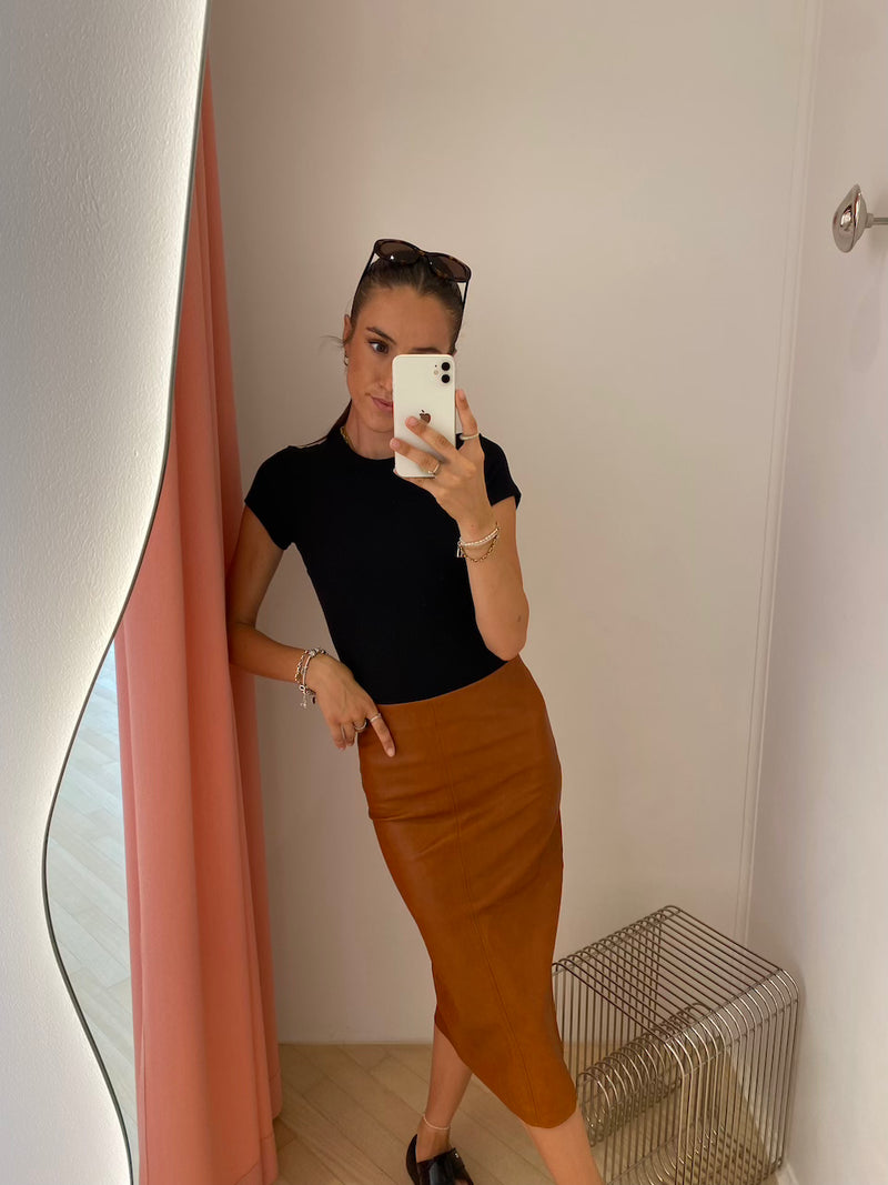 Cuir Maxi Skirt cognac