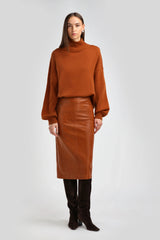 Cuir Maxi Skirt cognac