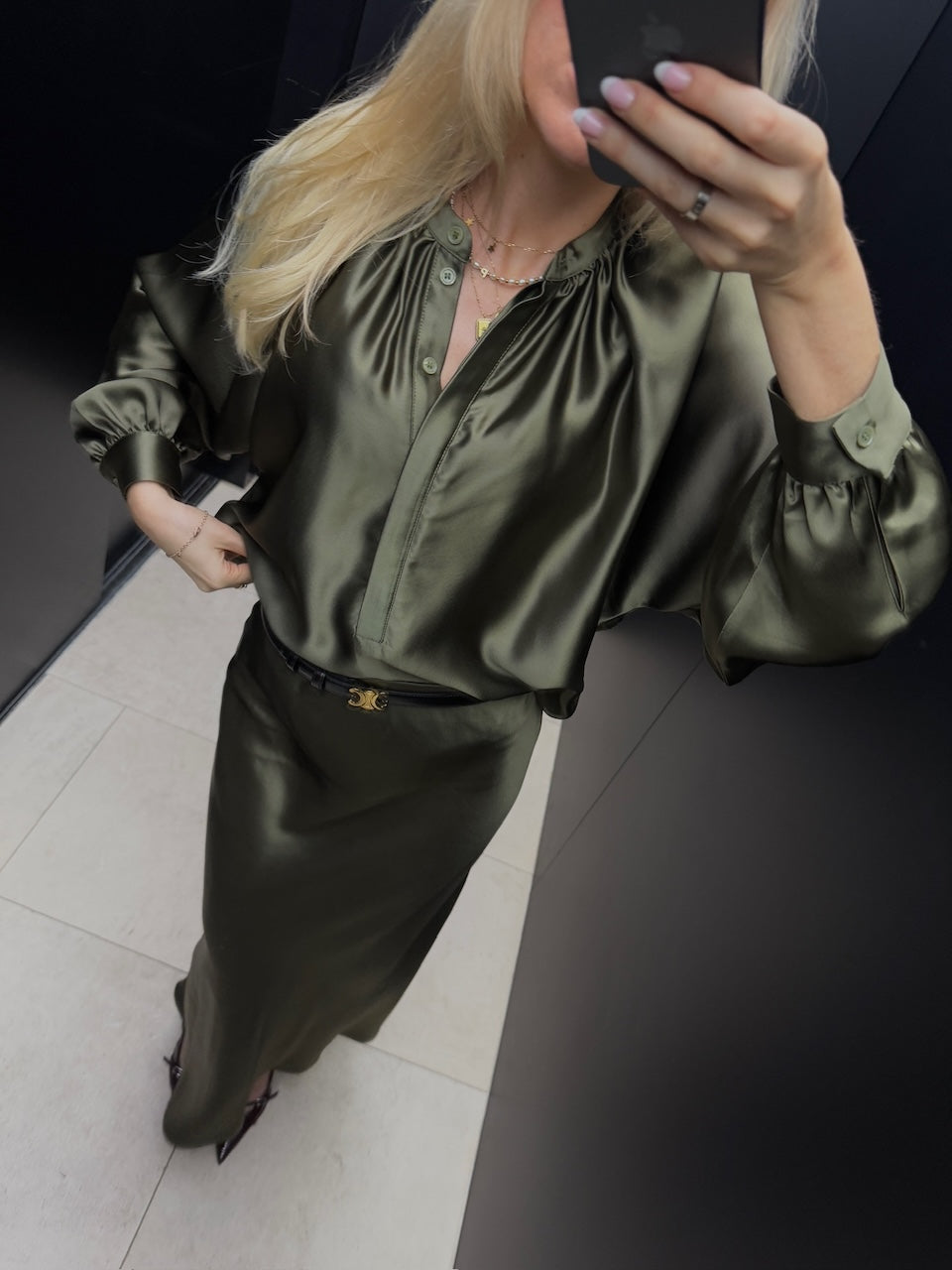 Le Plaine Maxiskirt oliv