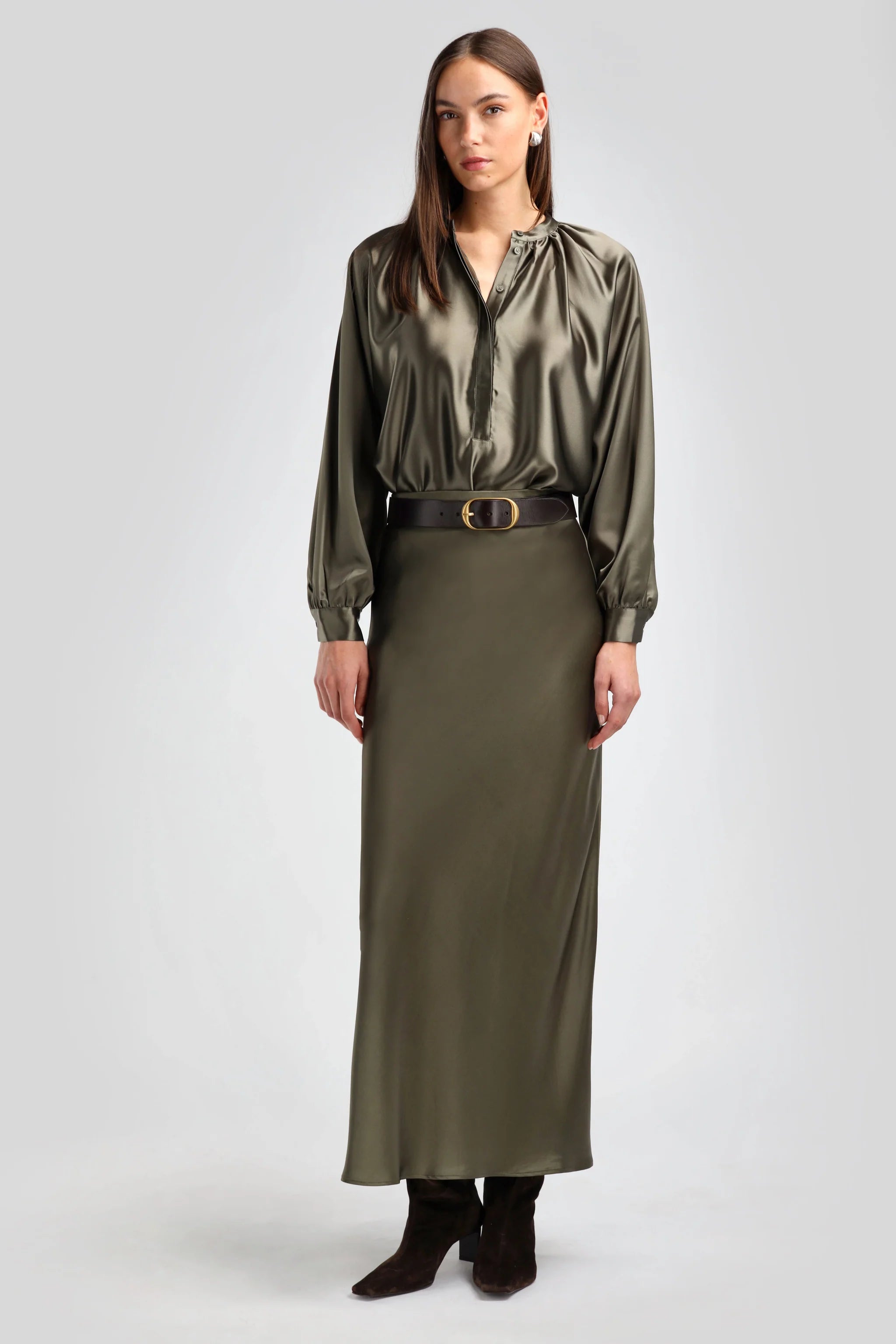 Le Plaine Maxiskirt oliv