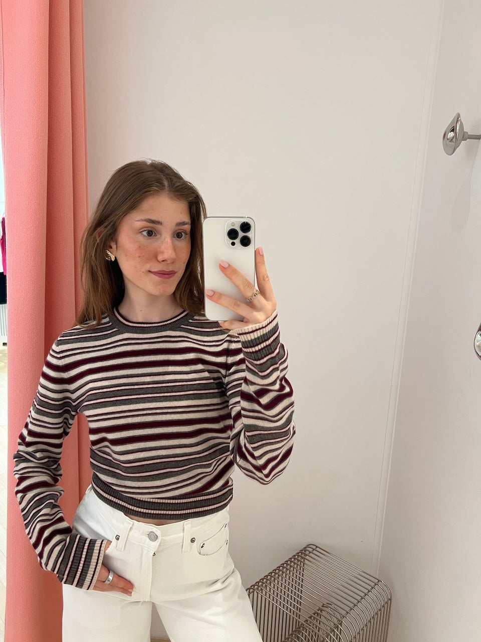 Lian Striped Longsleeve burgundy/brown/ivory