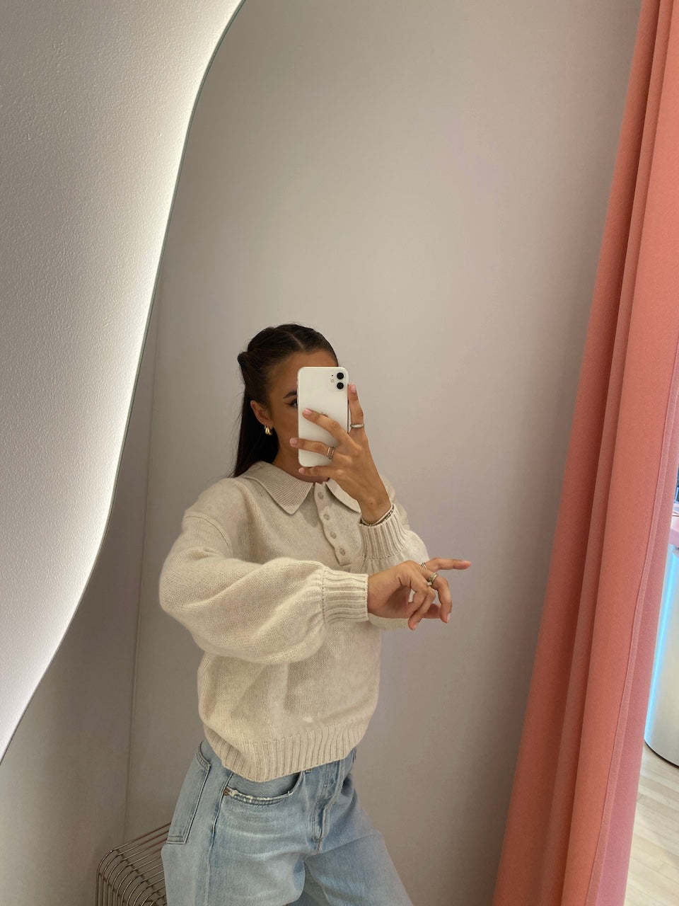 Nia Kaschmir Polo ecru