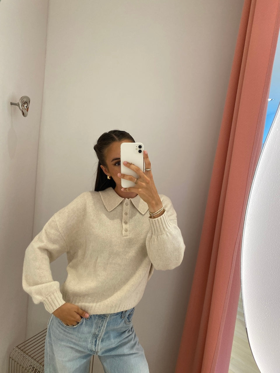 Nia Kaschmir Polo ecru