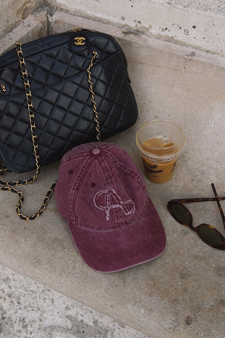 Snake Destroyed Cap washed bordeaux