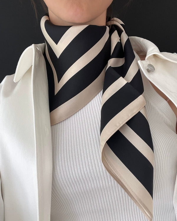 Wide Striped Scarf sand 80cm