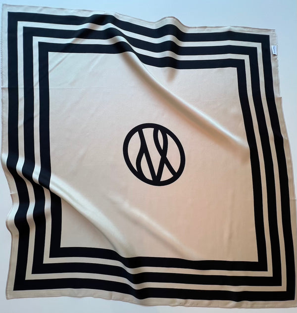 Wide Striped Scarf sand 80cm