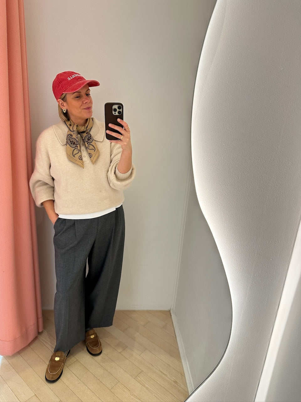 Winter Scarf cappuccino / mocha mousse / navy