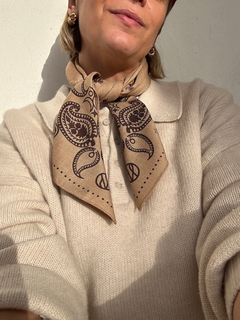 Winter Scarf cappuccino / mocha mousse / navy