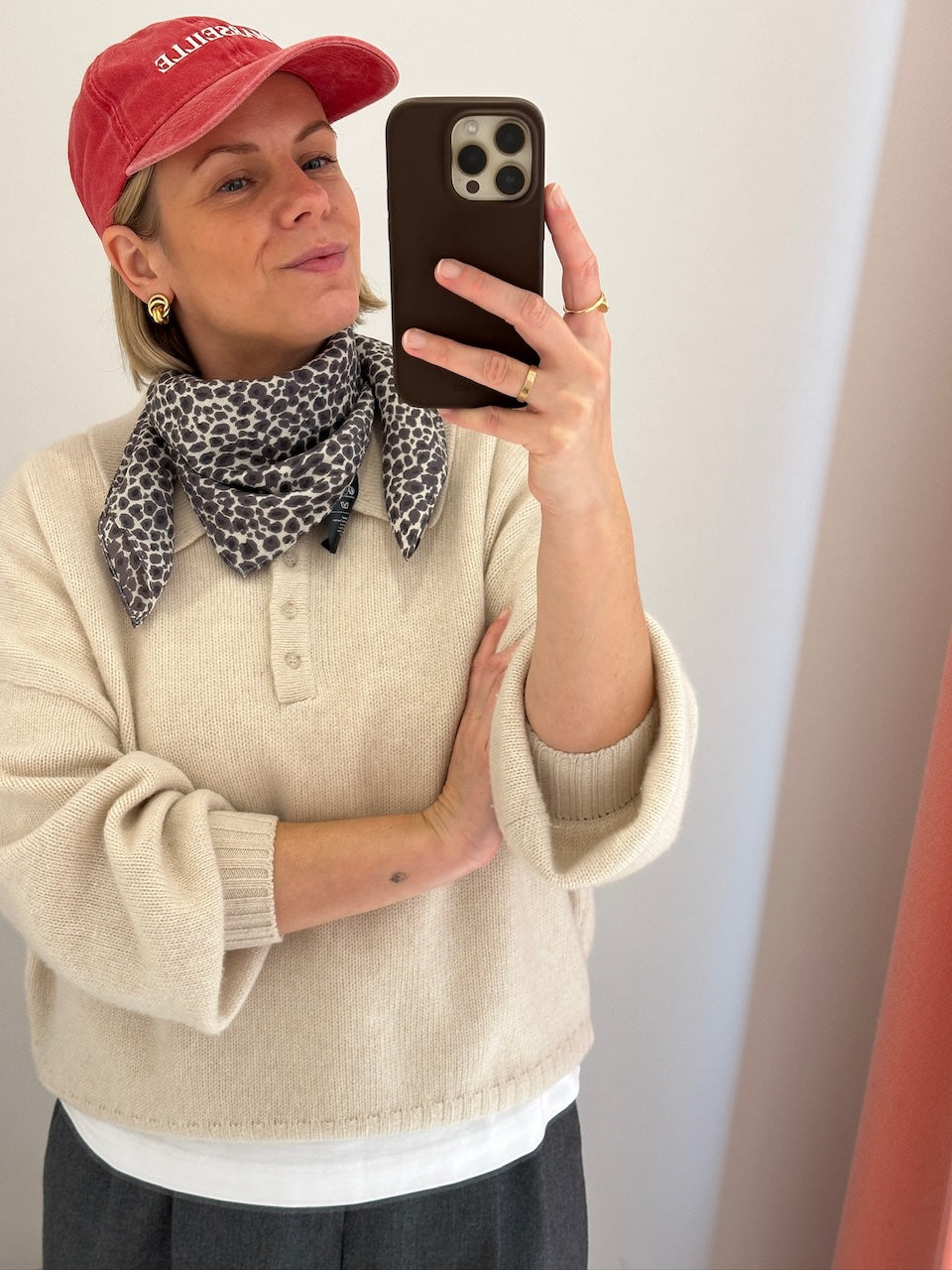 Winter Scarf Leo white, grey & black