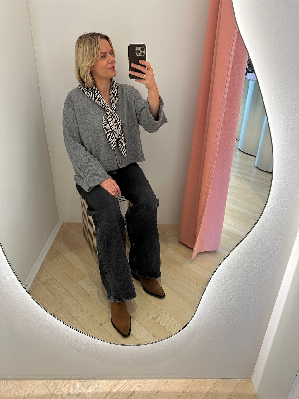 Zebra Silk Scarf cream/black 80cm